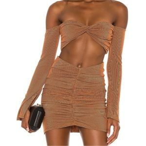 NWT NBD Branson Long Sleeve Top & Bonney Mini Skirt Set